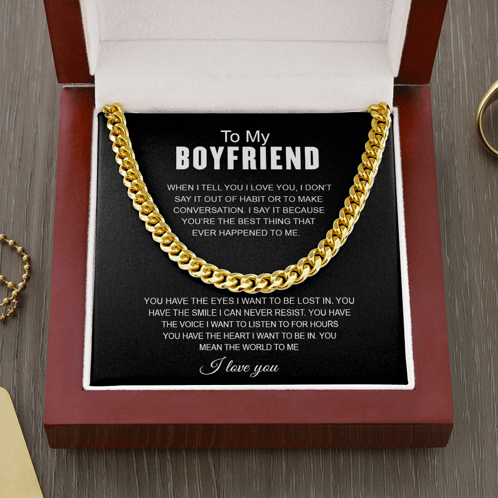 Personalized love necklace For My Boyfriend-You mean THE WORLD to ME - Record My Love