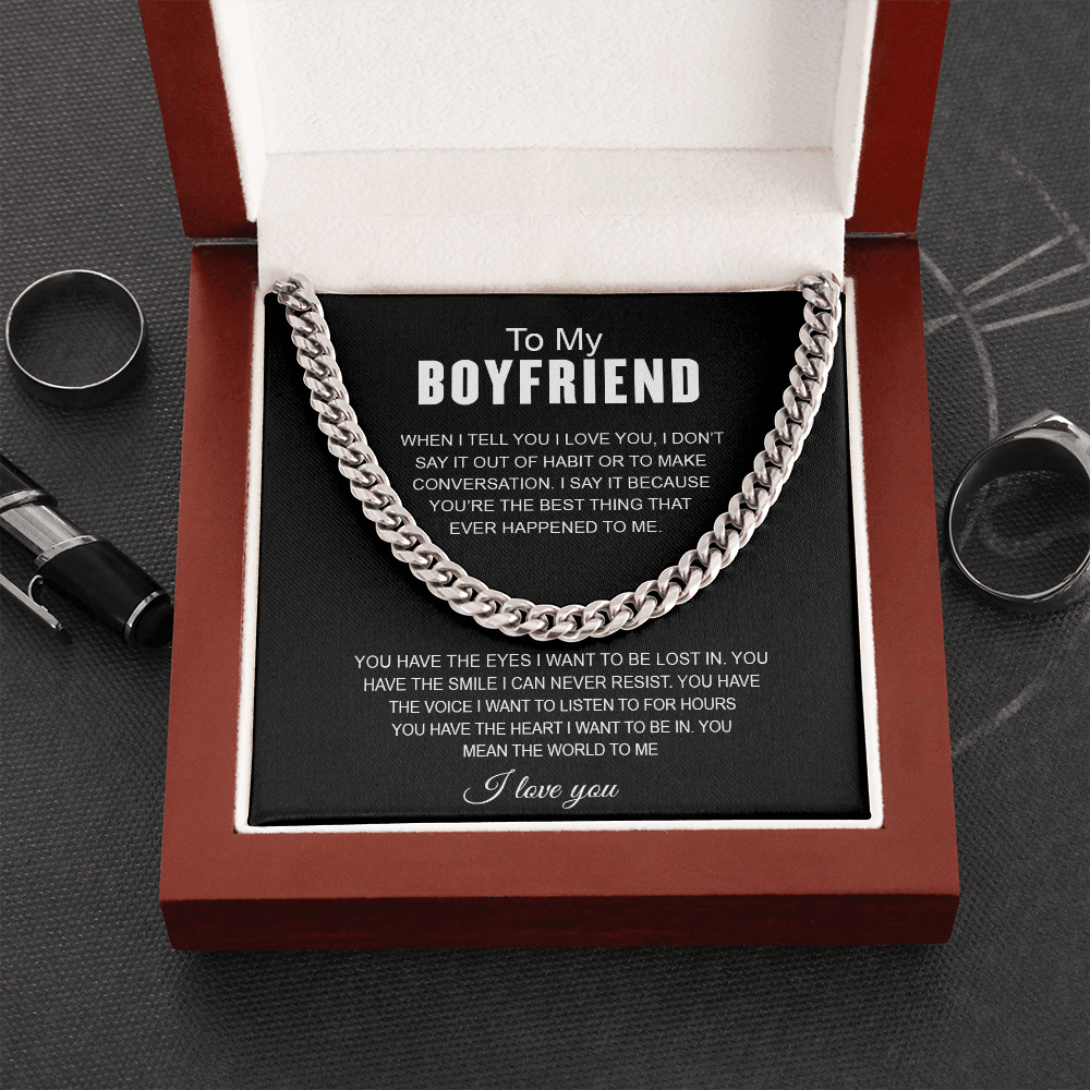Personalized love necklace For My Boyfriend-You mean THE WORLD to ME - Record My Love