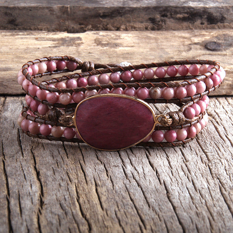 Natural Oval Stone Braided Bracelet