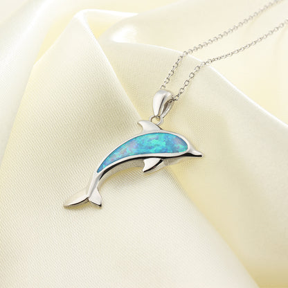 Sterling Silver Ocean Dolphin Pendant Necklace