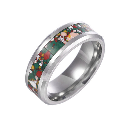 Bague en titane turquoise multicolore