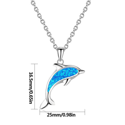 Sterling Silver Ocean Dolphin Pendant Necklace