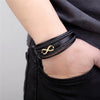 Titanium Steel Braided Leather Figure 8 Magnetic Clasp Bracelet