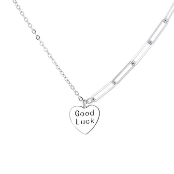 Sterling Silver “Good Luck” Heart Pendant Necklace