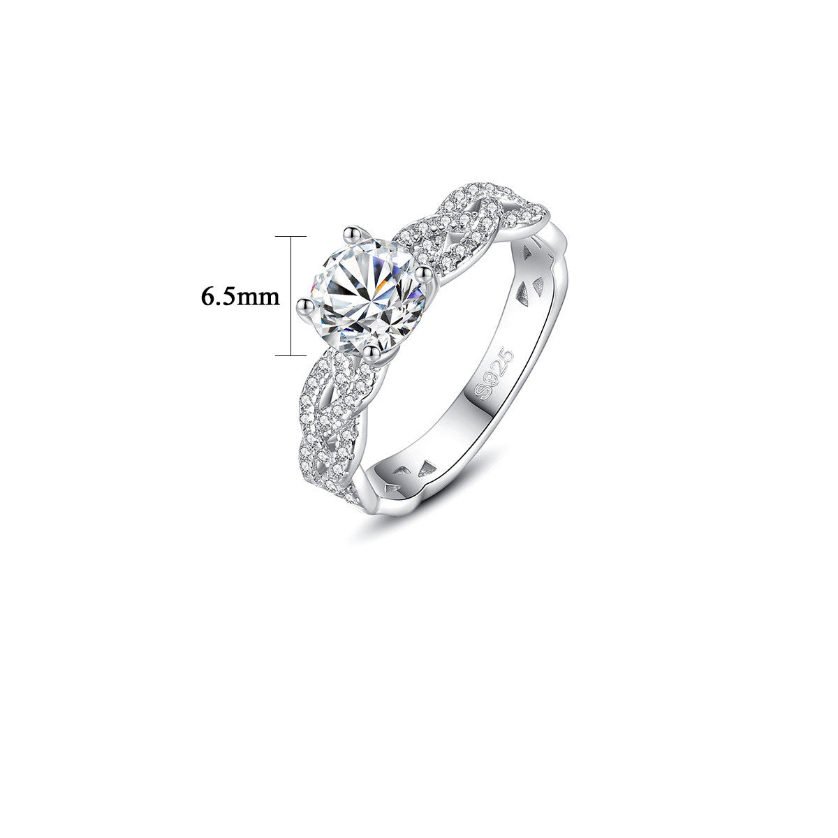 Bague en argent tissé Moissanite 1 Carat