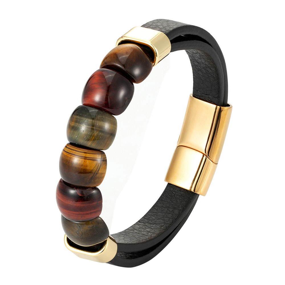 Tiger Eye Multi-Layer Leather Bracelet