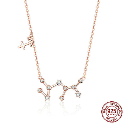 Rose Gold Zodiac Necklace in Sterling Silver