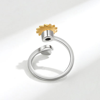 Fashion Adjustable Sunflower Rotating Ring