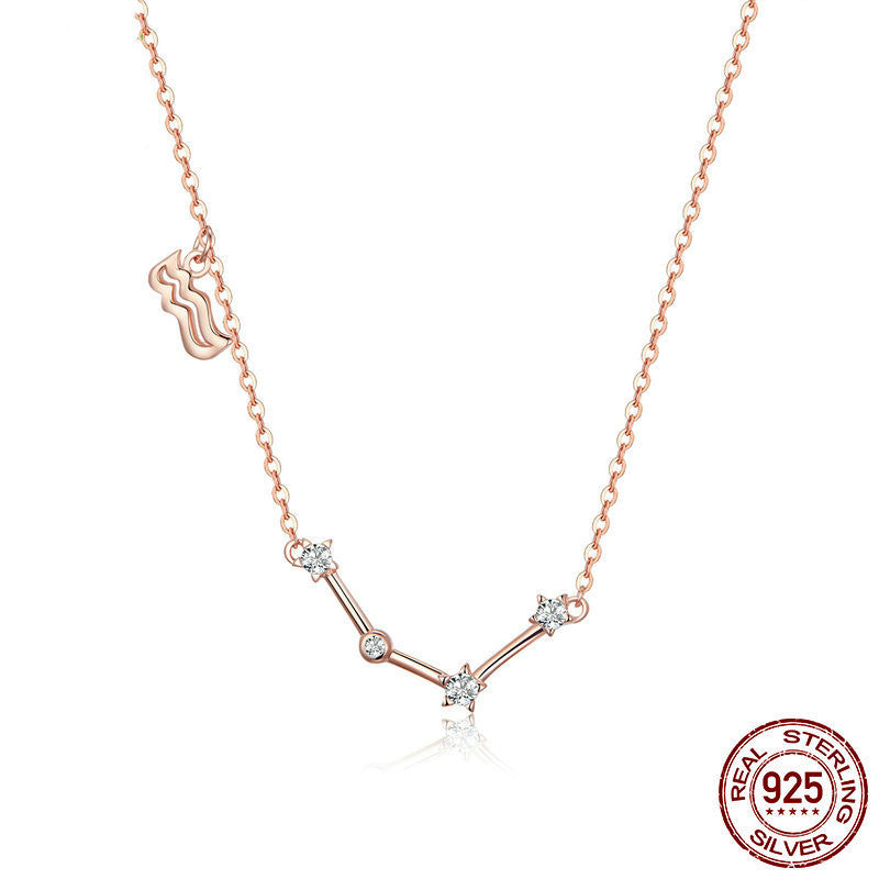 Rose Gold Zodiac Necklace in Sterling Silver