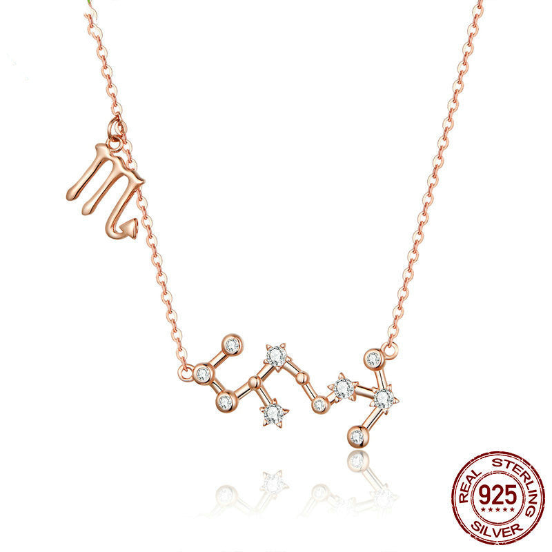 Rose Gold Zodiac Necklace in Sterling Silver