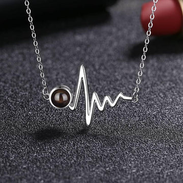 Personalized Projection Photo Necklace - Heartbeat - Record My Love